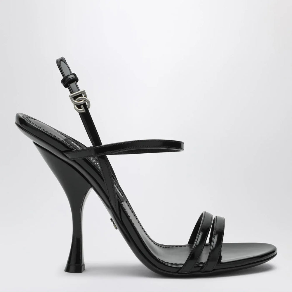 Dolce&Gabbana - Black polished calf leather sandals Brand Sandals 37 IT