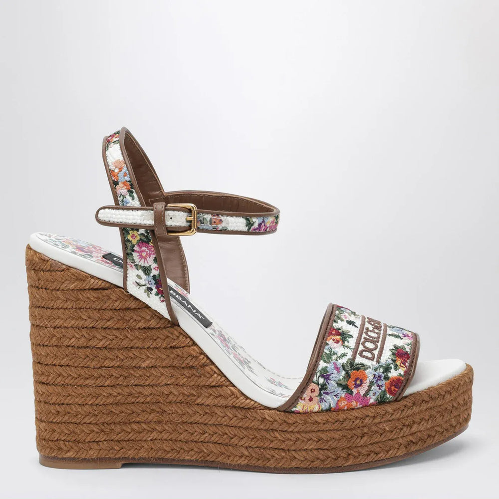 Dolce&Gabbana - Wedge sandals with logo embroidery Brand Sandals 36 IT