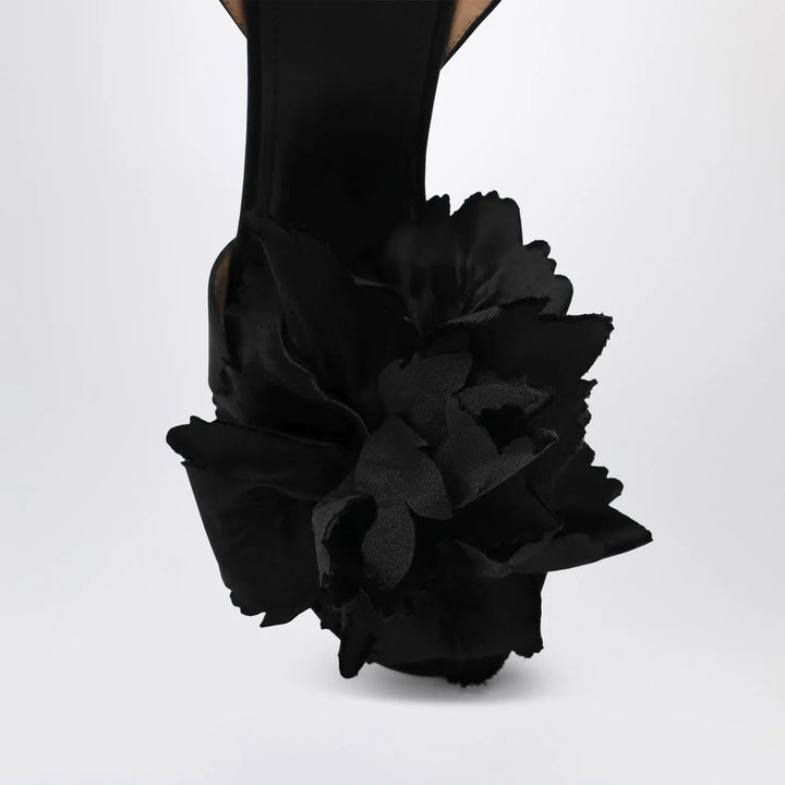 Ferragamo - Black satin flower sandals Brand Sandals