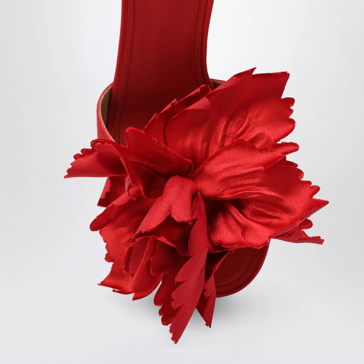 Ferragamo - Red satin sandals with flower Brand Sandals