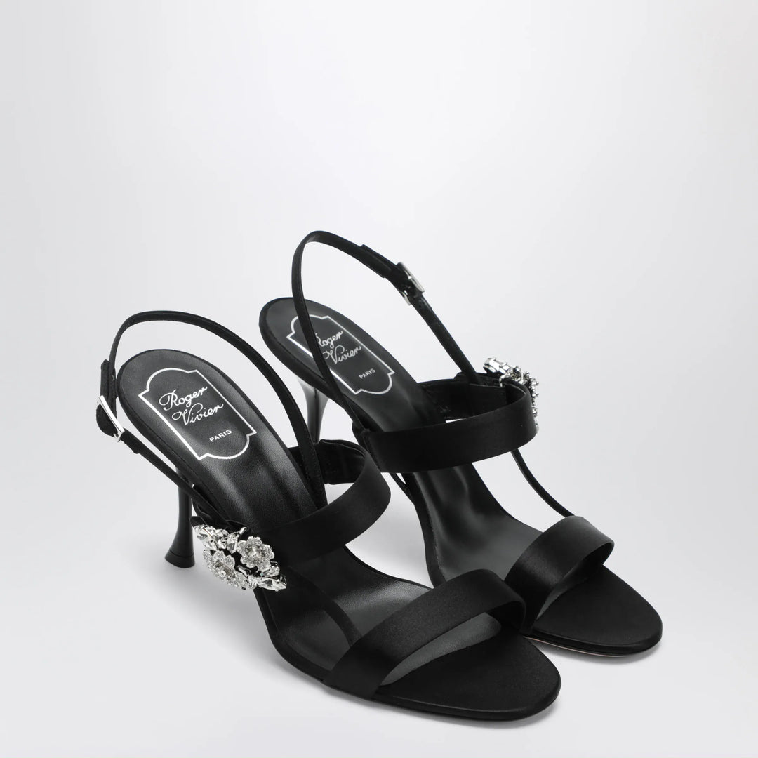 ROGER VIVIER - Black satin Efflorescence sandals Brand Sandals