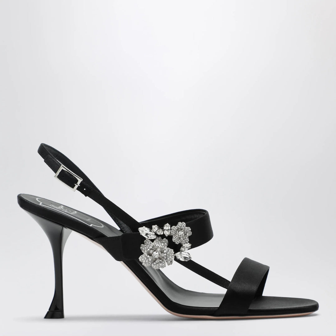 ROGER VIVIER - Black satin Efflorescence sandals Brand Sandals 36 IT