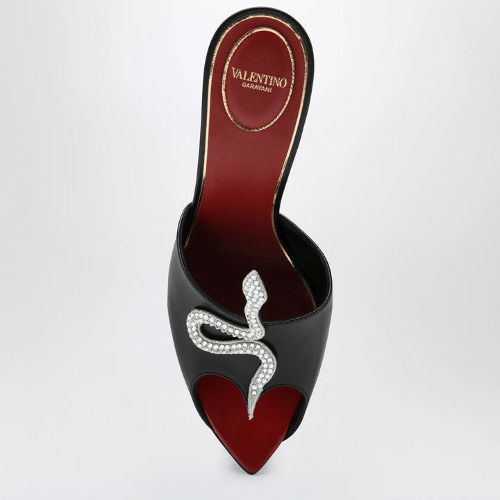 Valentino Garavani - Black Coeur Vipère slide sandals in goatskin Brand Sandals