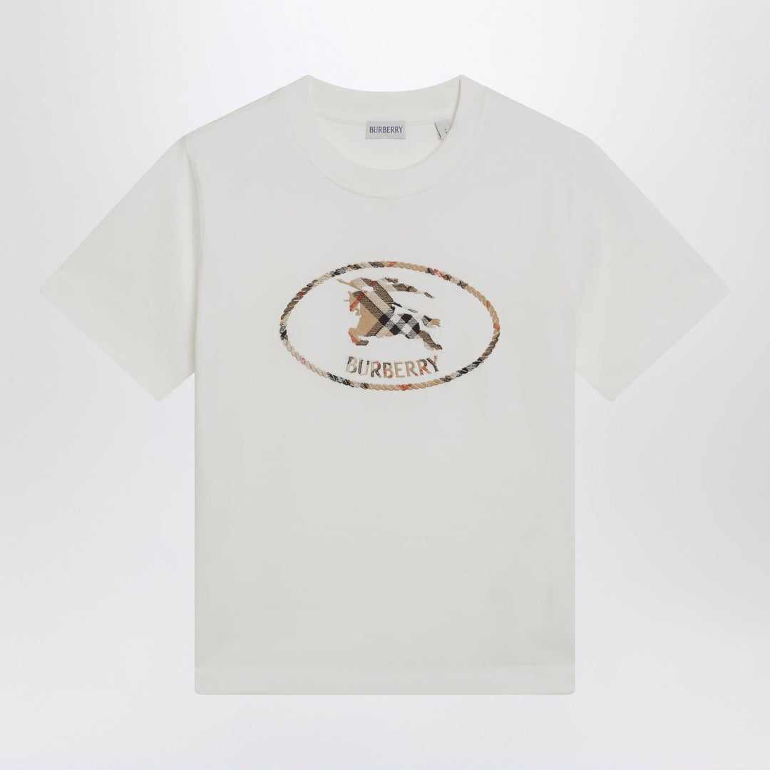 Shirts & Tops Burberry - White cotton Check T-shirt with Knight Stamp Brand