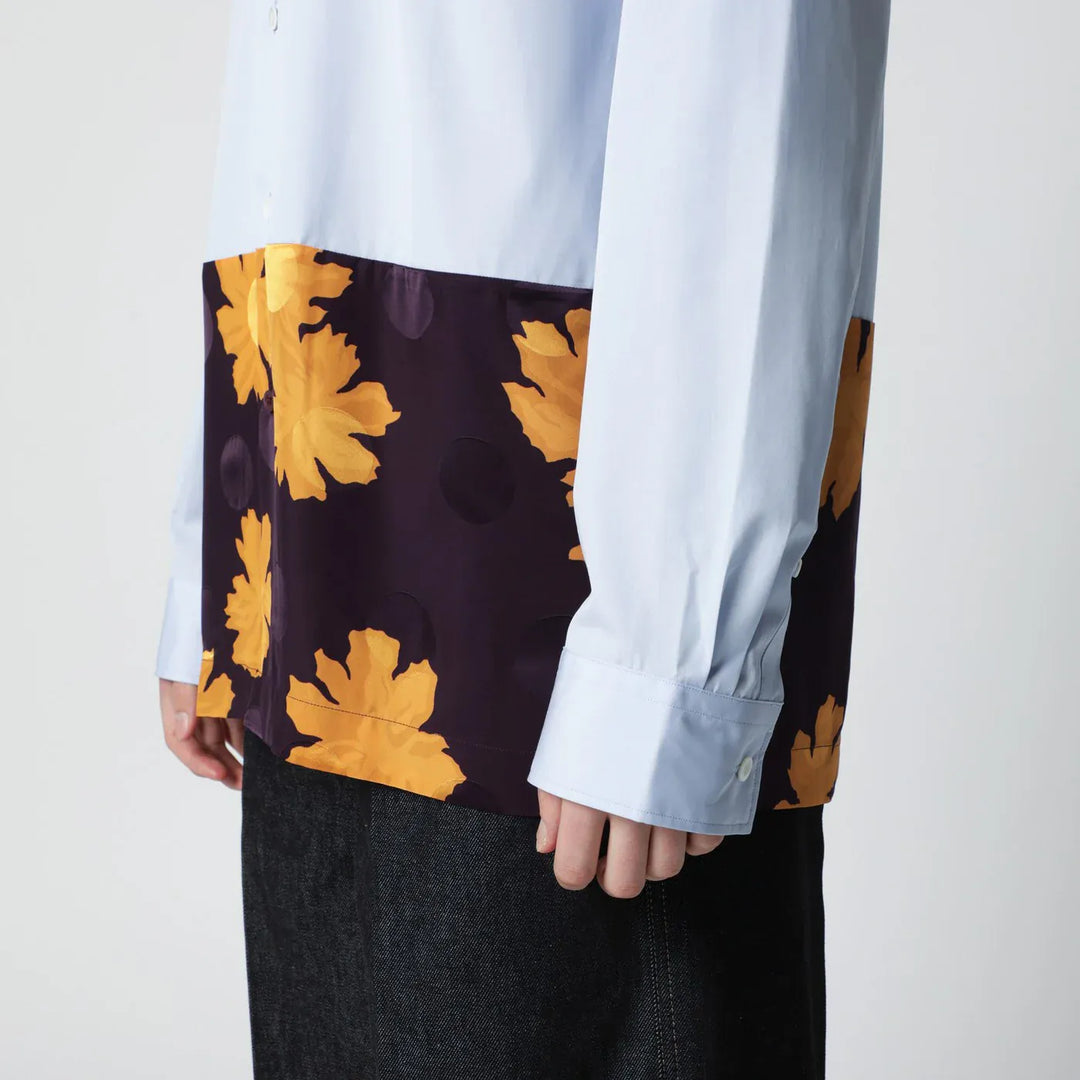 Dries Van Noten - Light blue shirt with floral insert Brand Shirts &amp; Tops