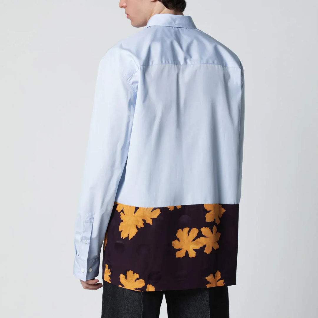 Dries Van Noten - Light blue shirt with floral insert Brand Shirts &amp; Tops
