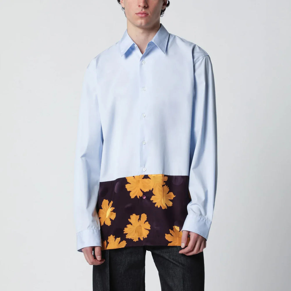 Dries Van Noten - Light blue shirt with floral insert Brand Shirts & Tops 48 IT