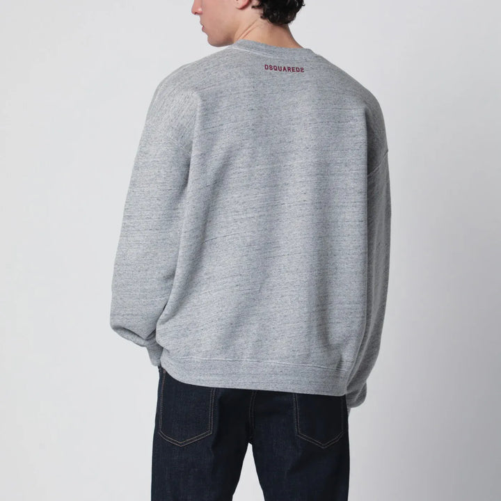 Dsquared2 - Grey mélange sweatshirt with logo embroidery Brand Shirts &amp; Tops