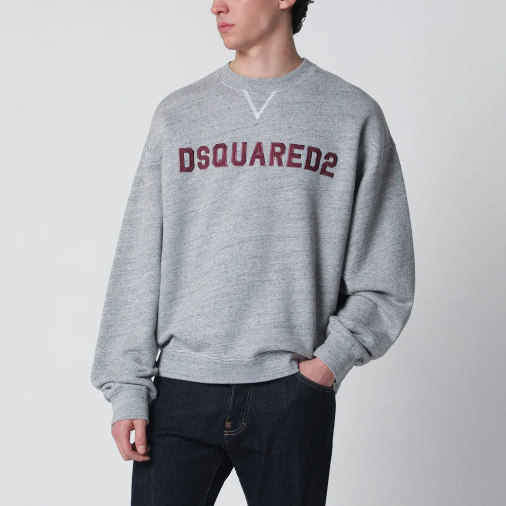 Dsquared2 - Grey mélange sweatshirt with logo embroidery Brand Shirts & Tops L