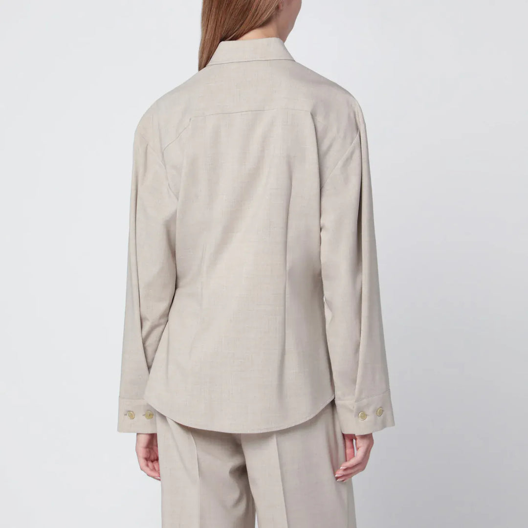 P.A.R.O.S.H. - Stucco-coloured wool shirt Brand Shirts &amp; Tops L