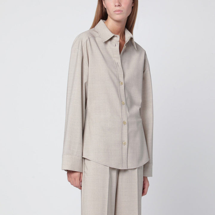 Shirts &amp; Tops L Stucco-coloured wool shirt Brand