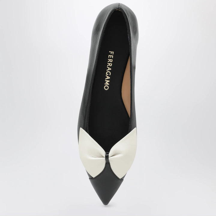 Ferragamo - Soft bow ballerina flats Black/Mascarpone Brand Shoes