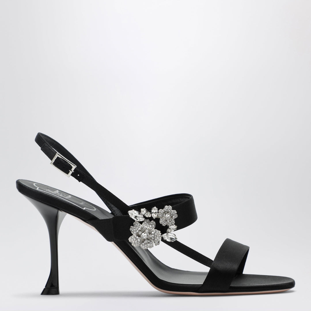 Shoes ROGER VIVIER - Black satin Efflorescence sandals Brand