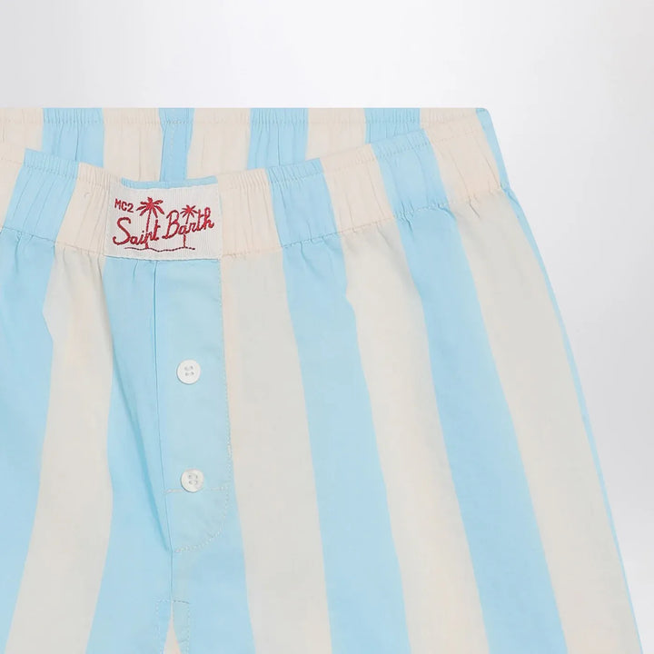 MC2 Saint Barth - Blue/white striped Boxy Jr Shorts Brand Shorts 10