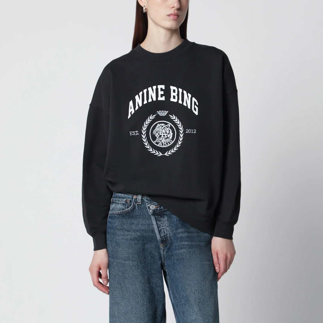 ANINE BING - Miles Collegiate cotton sweatshirt vintage black Brand Sweatshirt