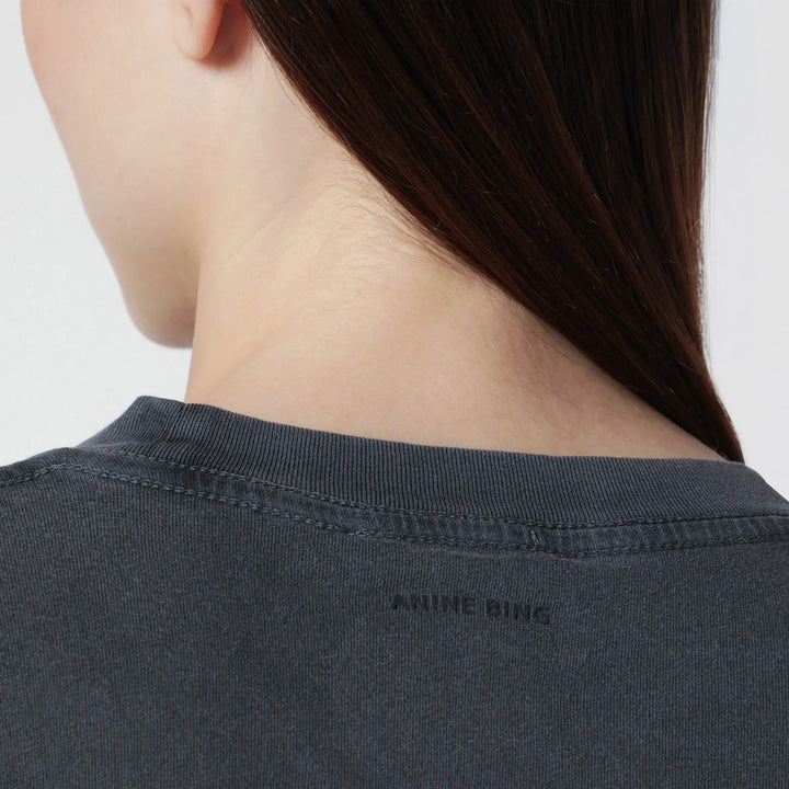 ANINE BING - Cade Tee Smiley graphic cotton T-shirt in Washed Grey Brand T-Shirt