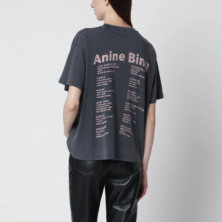 ANINE BING - Cade Tee Smiley graphic cotton T-shirt in Washed Grey Brand T-Shirt