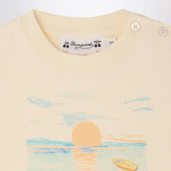 Bonpoint - T-shirt Tom ecru with Bain de Soleil print Brand T-Shirt