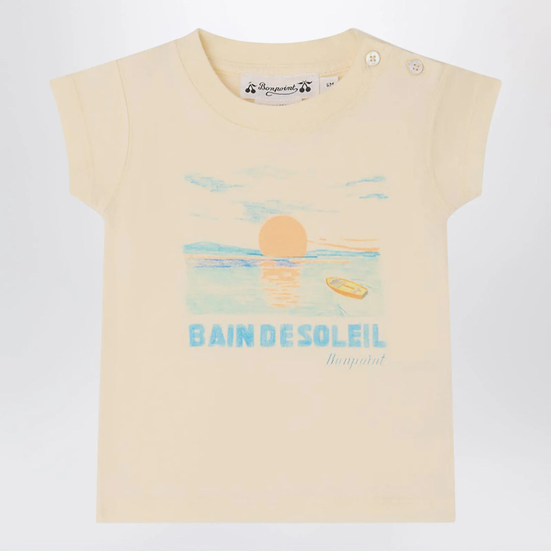Bonpoint - T-shirt Tom ecru with Bain de Soleil print Brand T-Shirt