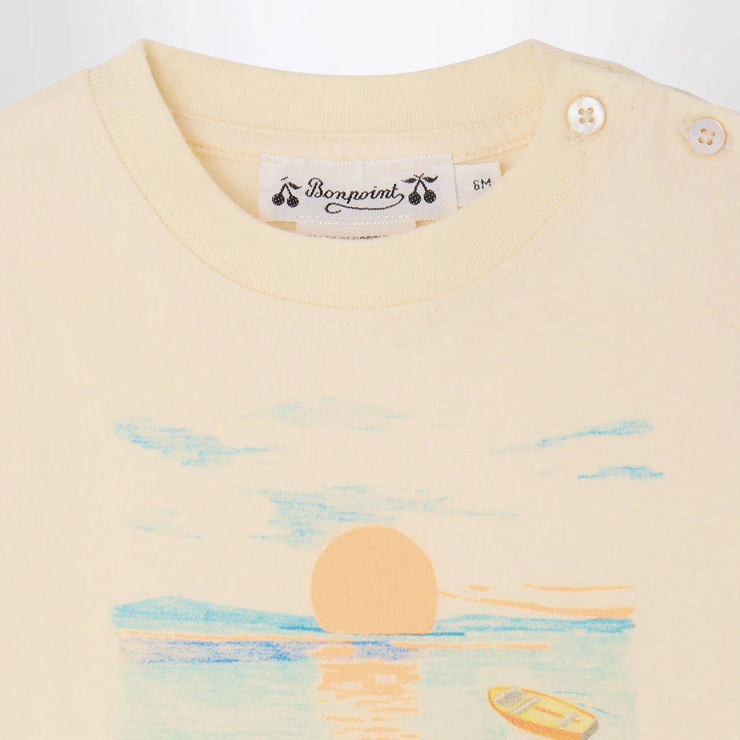 Bonpoint - T-shirt Tom ecru with Bain de Soleil print Brand T-Shirt