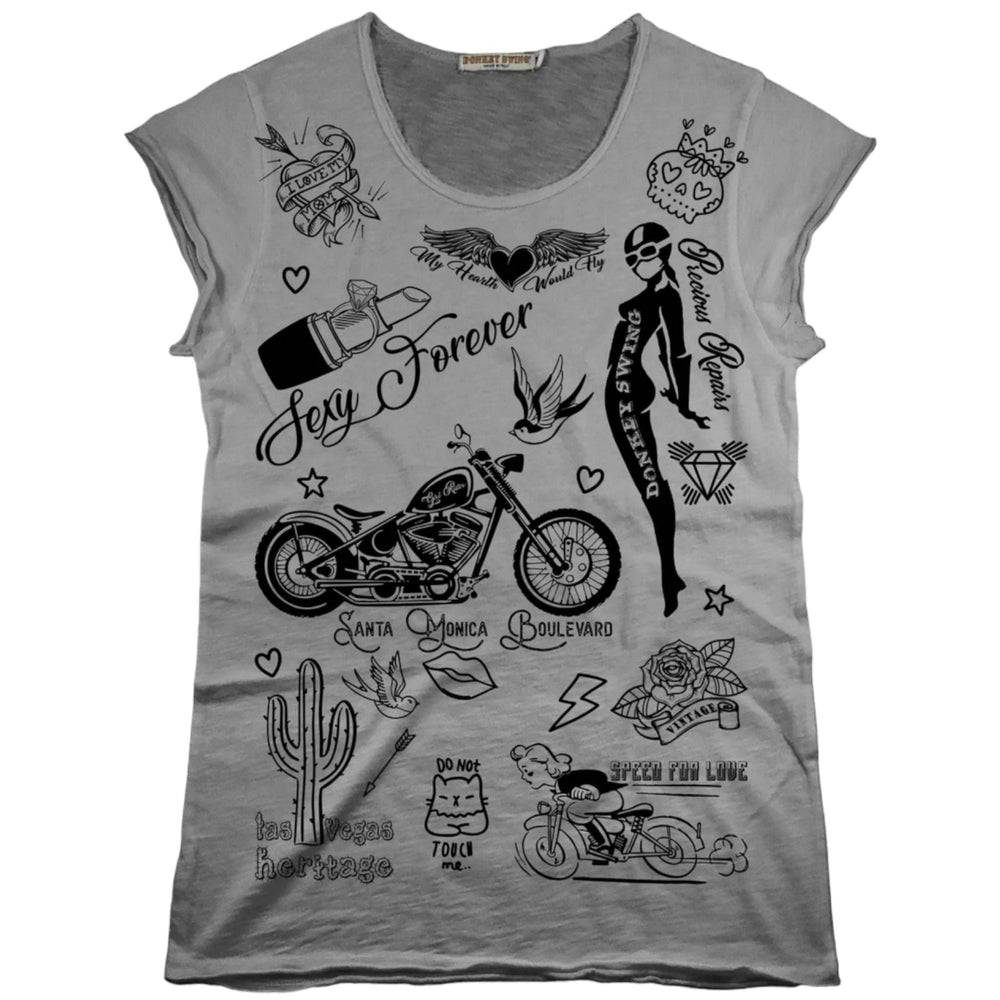 Vintabros T-shirt S / Grey Vintabros All over Sexy Forever Cotton Women T-shirt Raw Cut Brand