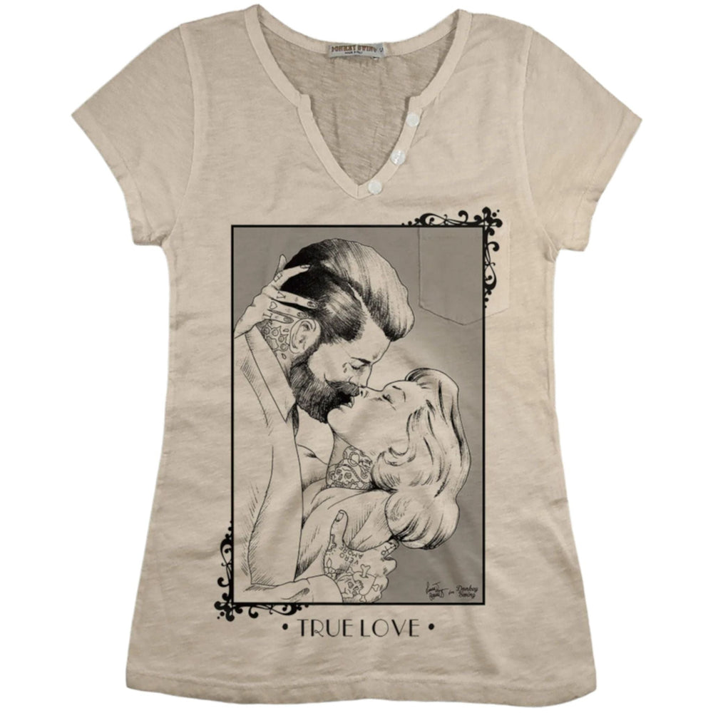 Vintabros T-shirt S / Sand Vintabros True Love Cotton Women T-shirt V Neck Brand