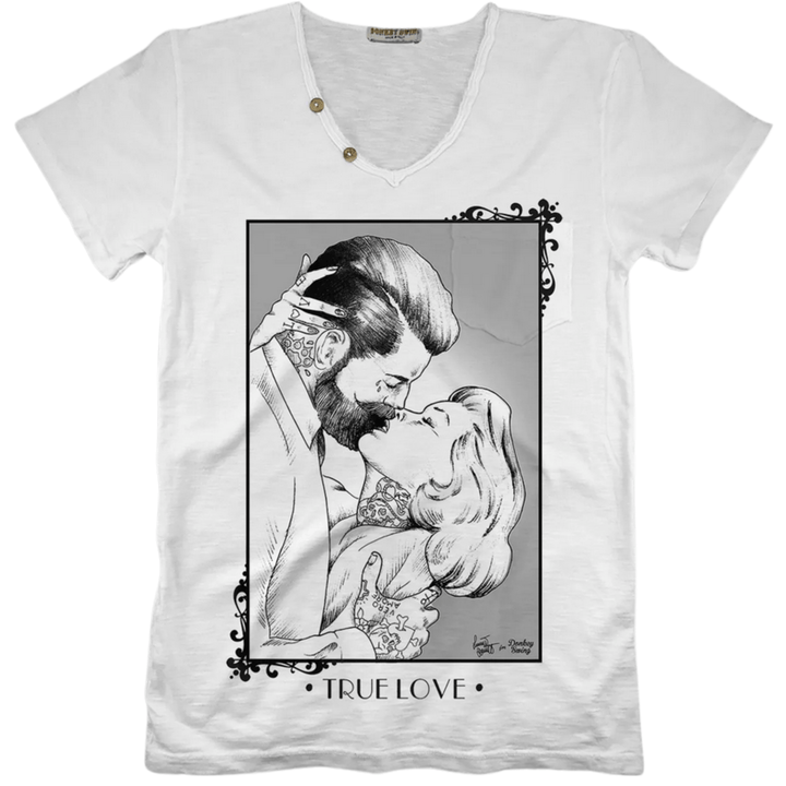 Vintabros T-shirt S / White Vintabros True Love Men V-neck T-shirt Brand