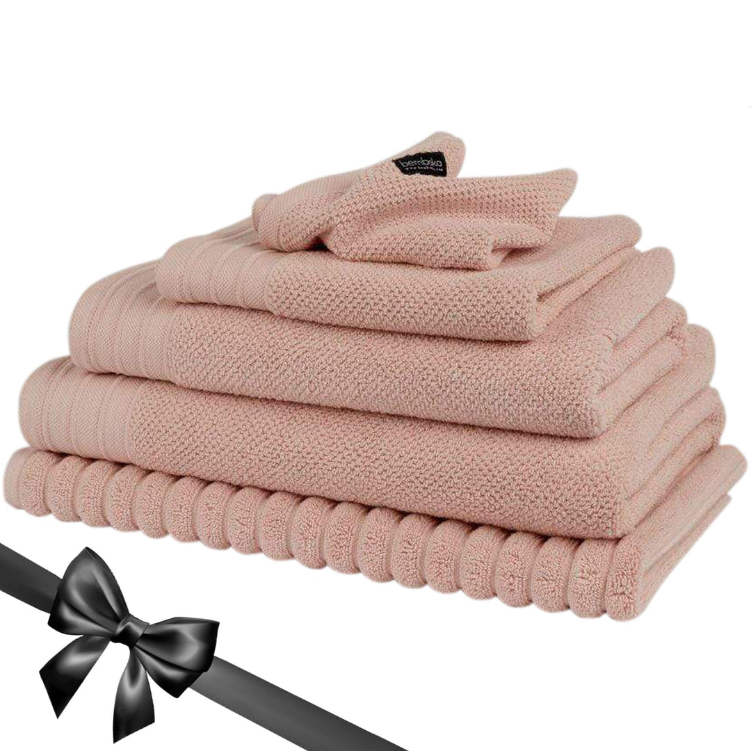 Bemboka Towelling Bemboka Complete Set of Bath Sheets Pure Cotton - Jacquard Blush Brand