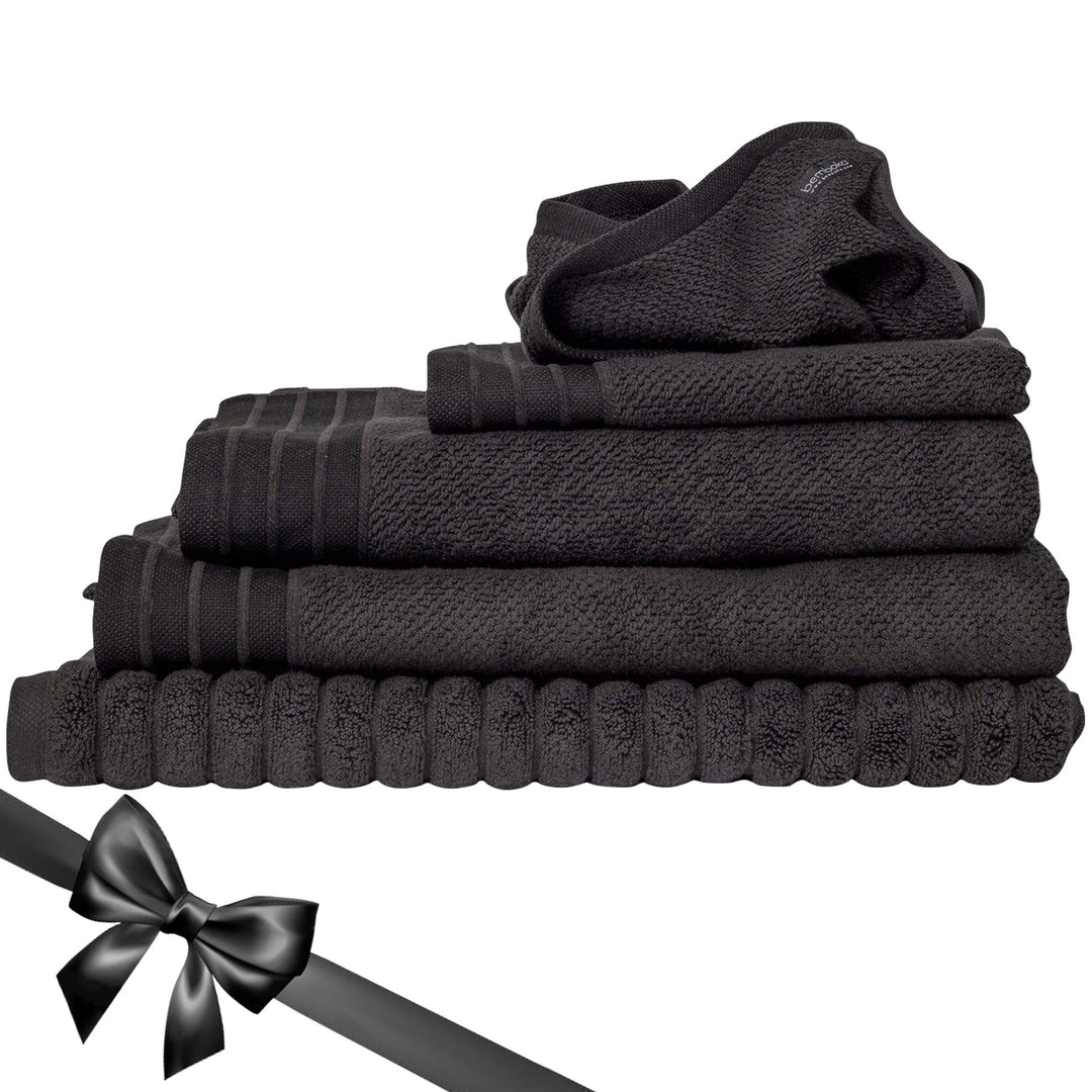 Bemboka Towelling Bemboka Towelling Pure Cotton Complete Set of Bath Sheets - Jacquard Charcoal Brand