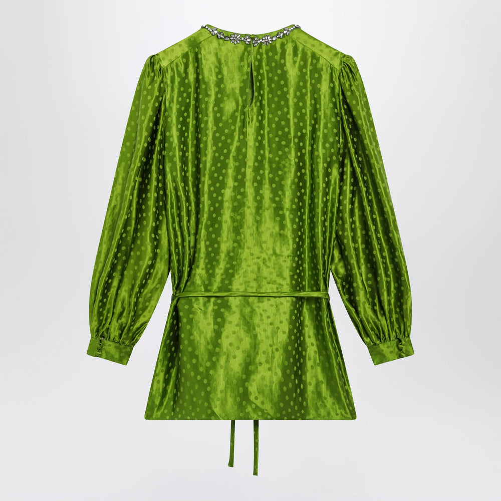 Valentino - Avocado Polka-Dot Silk-Blend Jacquard Mini Dress Brand