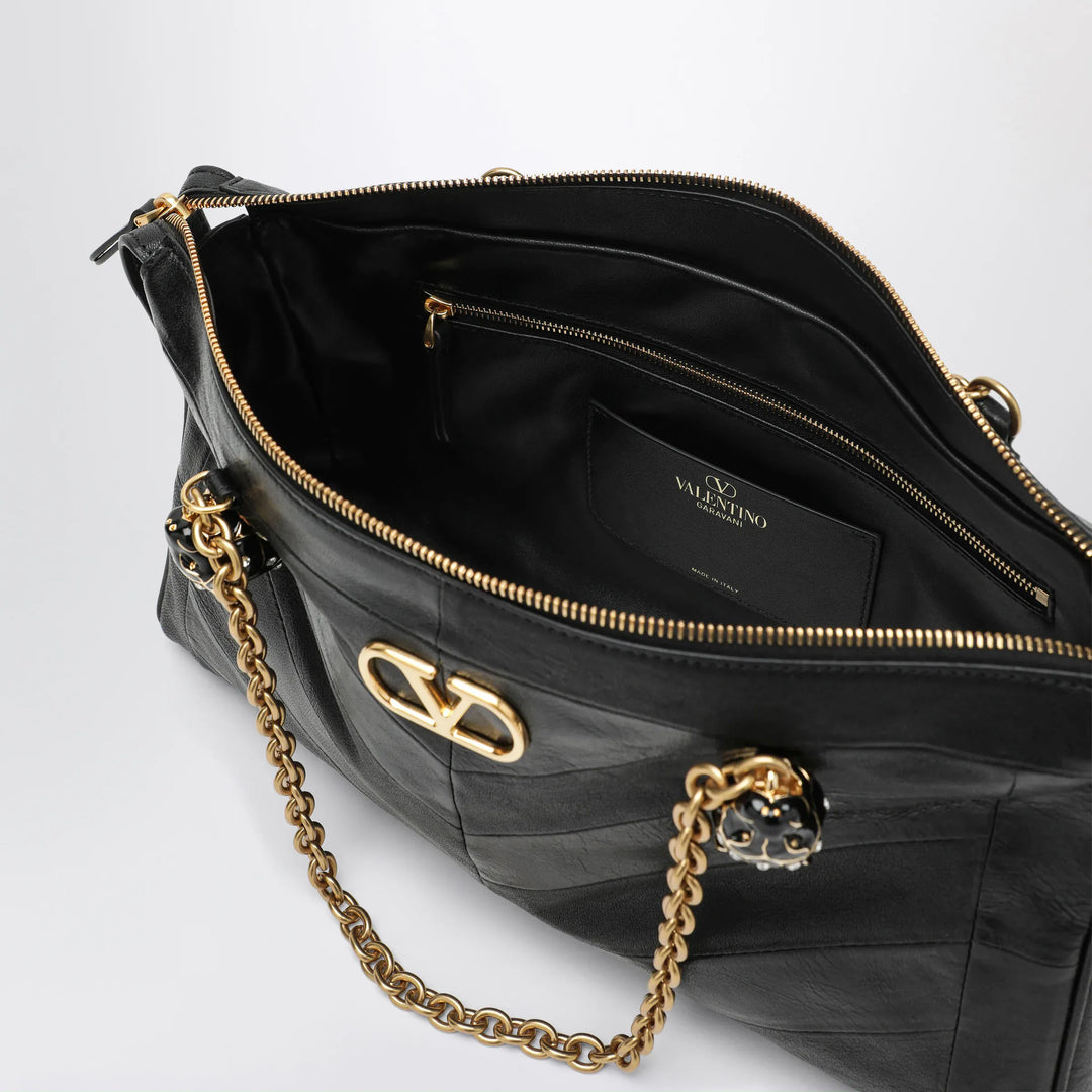 Valentino Garavani - Panthea Chevron Bag in Black Leather Brand U