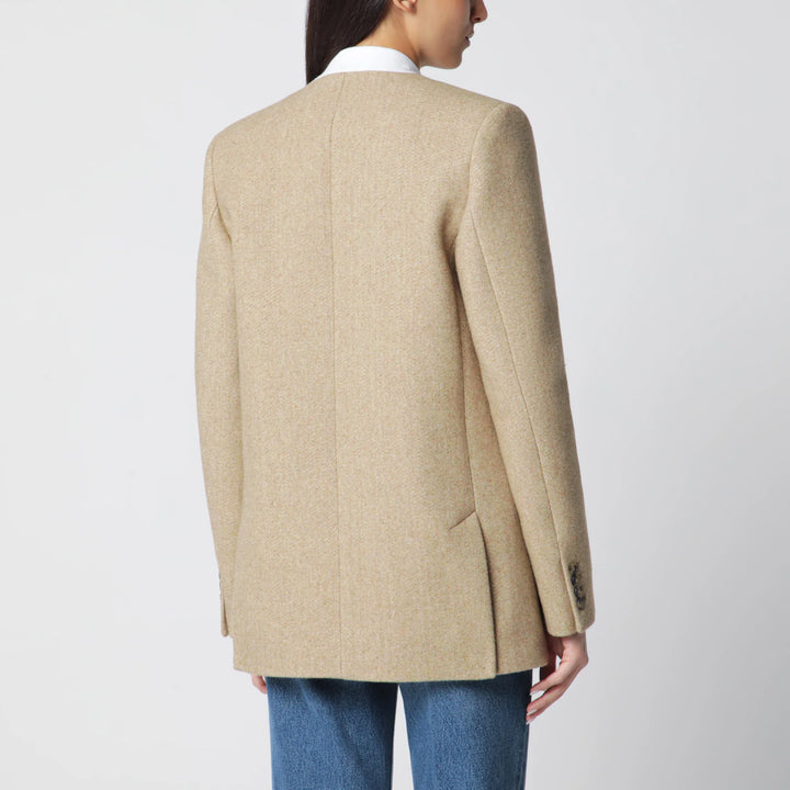 Victoria Beckham - Beatrice Double-Breasted Jacket in Camel Wool Brand 6 UK