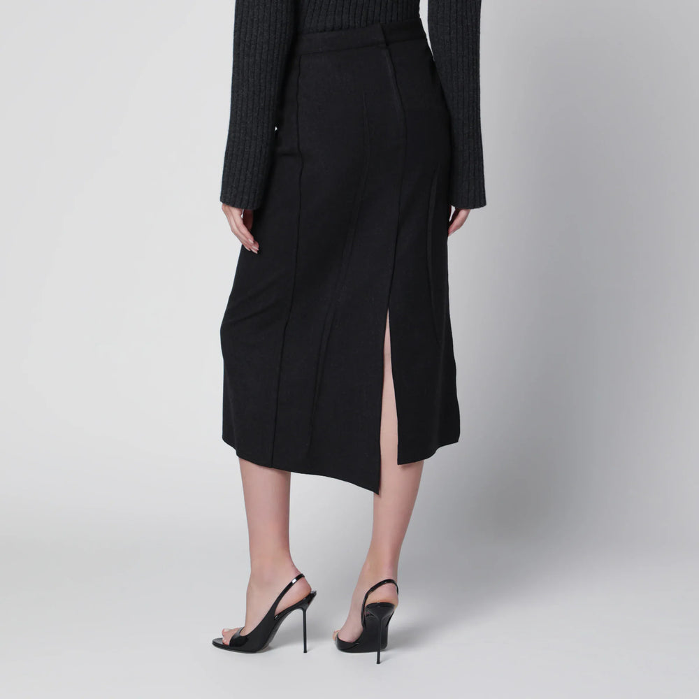 Victoria Beckham - Pressed Midi Skirt in Dark Grey Wool and Mohair Brand