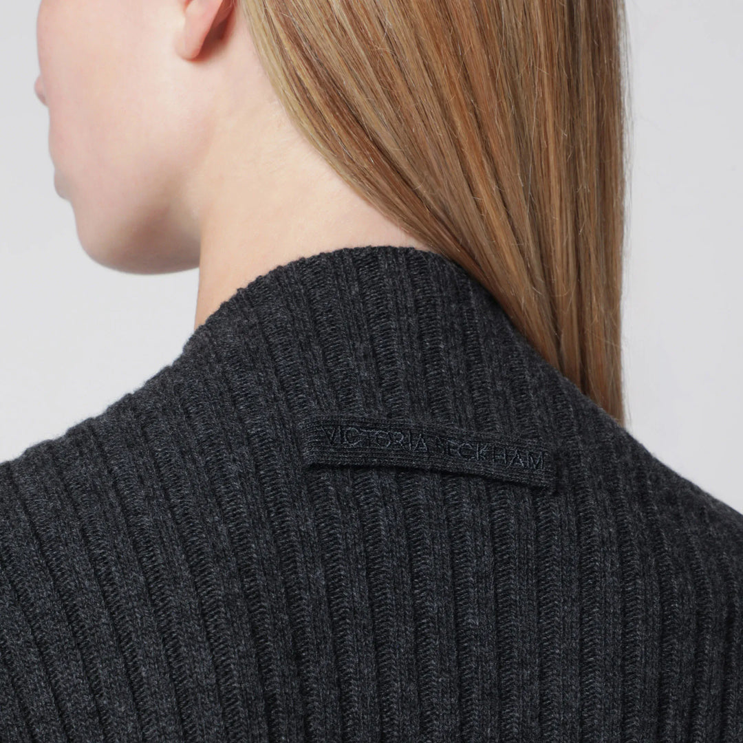 Victoria Beckham - Ribbed Sweater in Burgundy Wool and Cashmere Brand