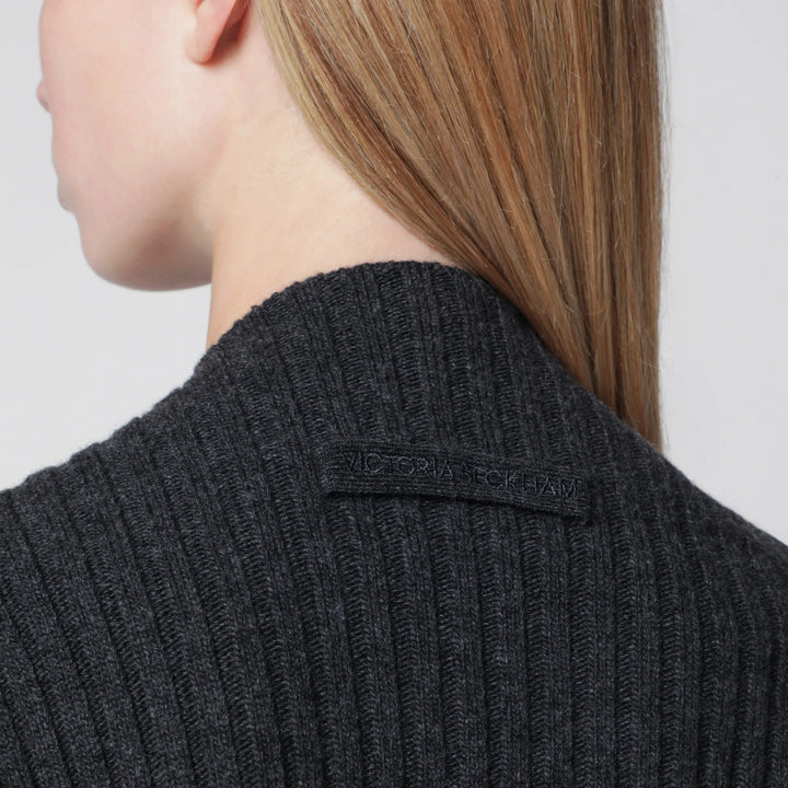 Victoria Beckham - Ribbed Sweater in Burgundy Wool and Cashmere Brand