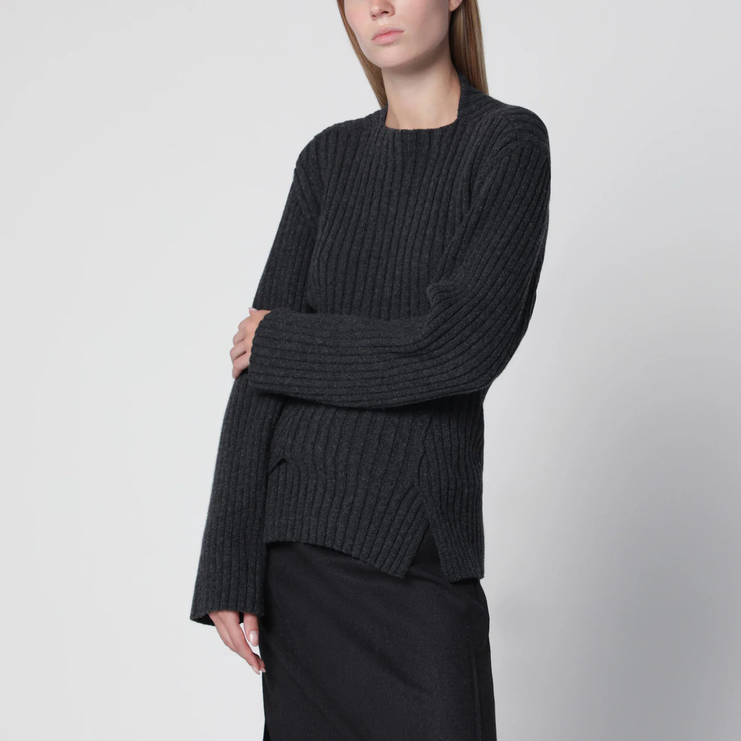 Victoria Beckham - Ribbed Sweater in Burgundy Wool and Cashmere Brand S