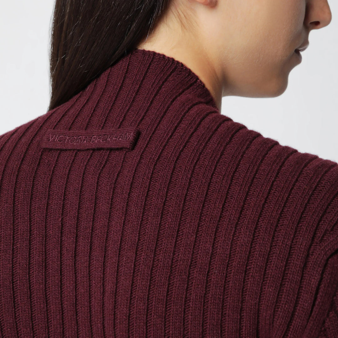 Victoria Beckham - Ribbed Sweater in Dark Grey Wool and Cashmere Brand M