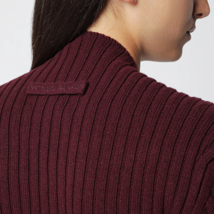 Victoria Beckham - Ribbed Sweater in Dark Grey Wool and Cashmere Brand M