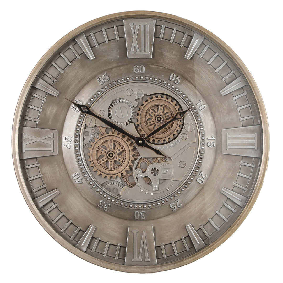 Chilli Wall Clock Bronze Sur Round Industrial Age Wall Clock - Silver w Gold Brand