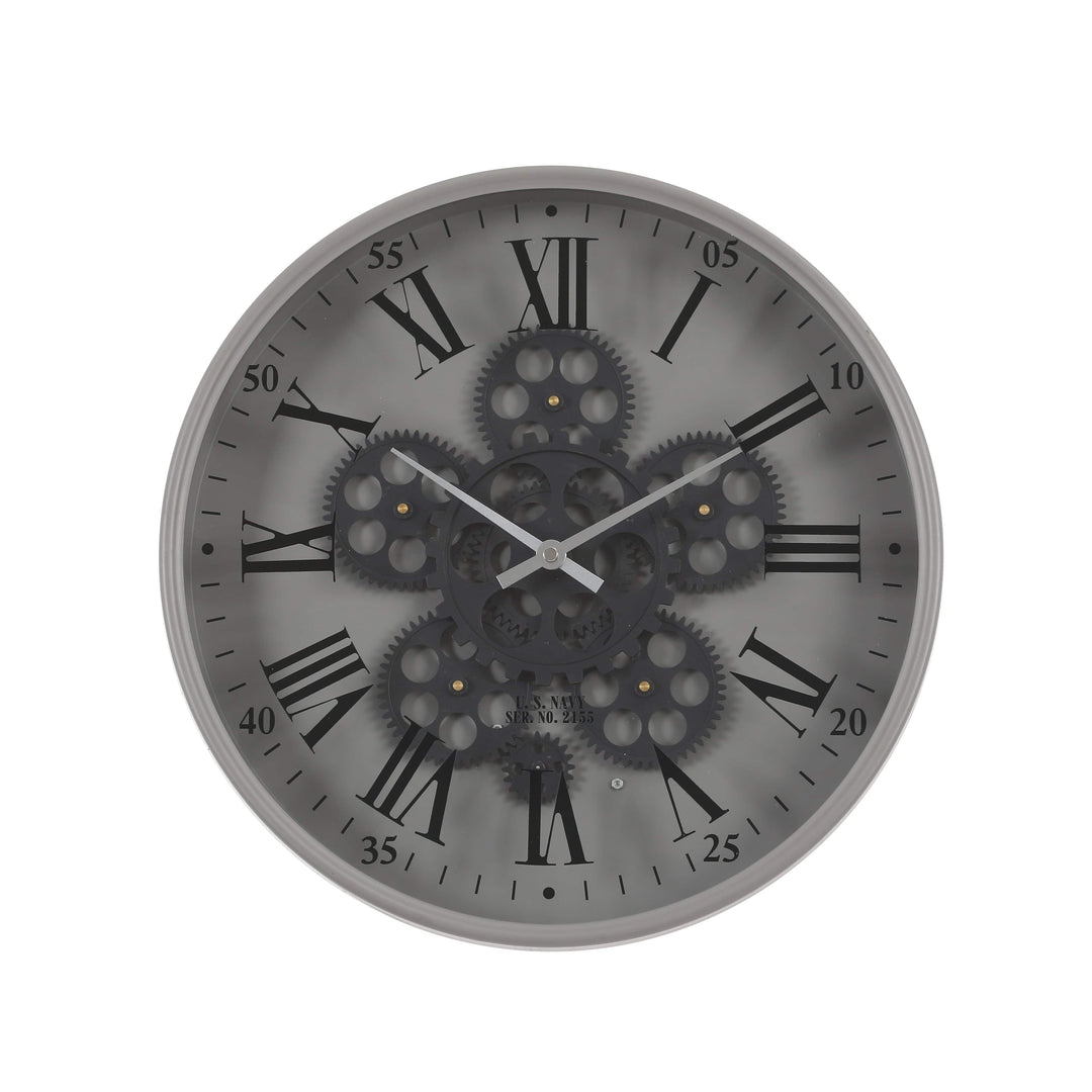 Chilli Wall Clock Hamilton D36cm Round Modern Navy moving cogs wall clock - Grey Brand
