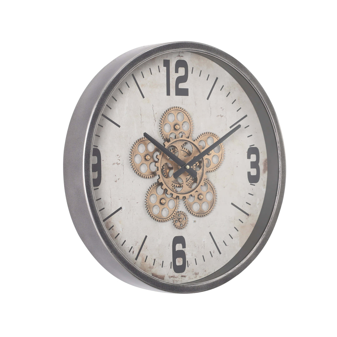 Chilli Wall Clock Harold D46cm Round Modern Moving Cogs Wall Clock - Natural silver Brand