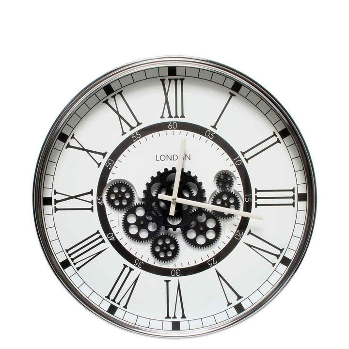 Chilli Wall Clock London Modern Moving Cogs Clock Black &amp; White Brand