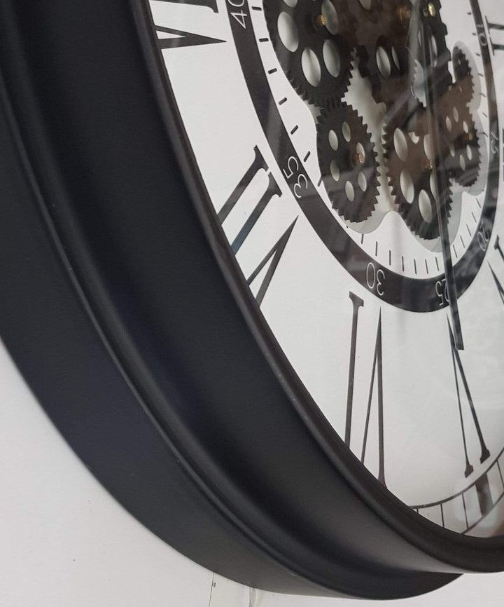 Chilli Wall Clock London Modern Moving Cogs Clock Black &amp; White Brand