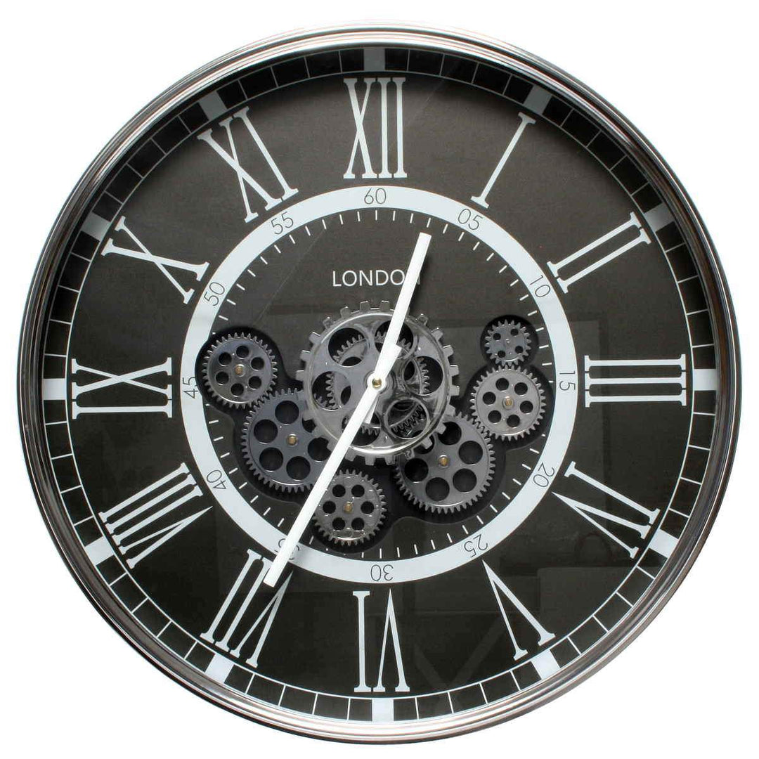 Chilli Wall Clock London Smoke D55cm Round Moving Cogs Wall Clock - Black Brand