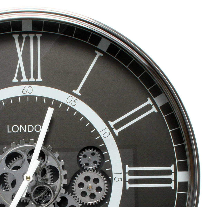 Chilli Wall Clock London Smoke D55cm Round Moving Cogs Wall Clock - Black Brand