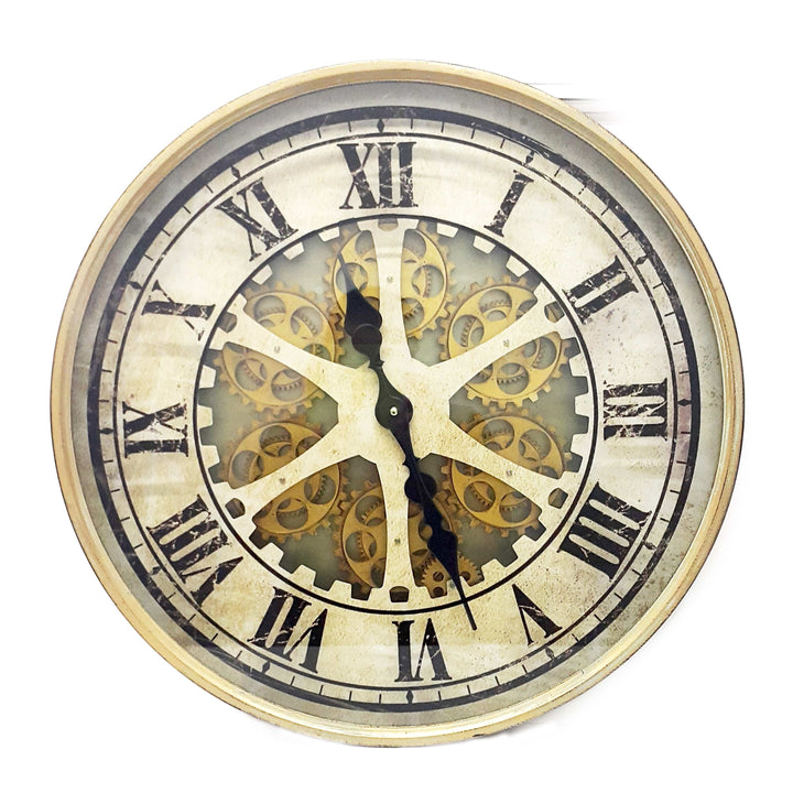 Italian Luxury Group Wall Clock Ragnar Round 60cm moving cogs wall clock - Gold Brand
