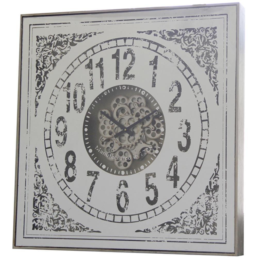 Italian Luxury Group Wall Clock Riquier Large Square Persian Mirrored Moving Cogs Clock Brand