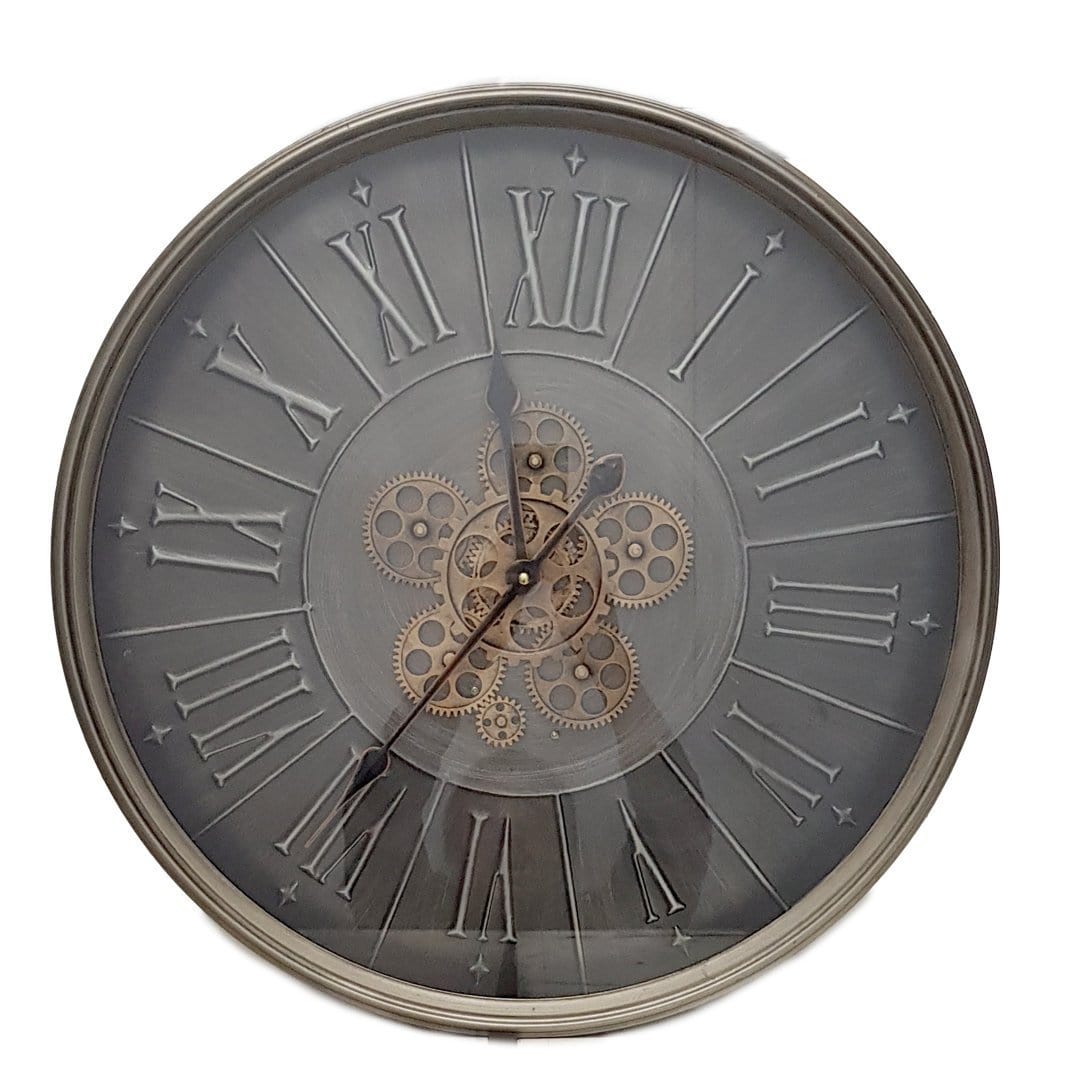Italian Luxury Group Wall Clock Round 60cm George Modern moving cogs wall clock - Grey Brand
