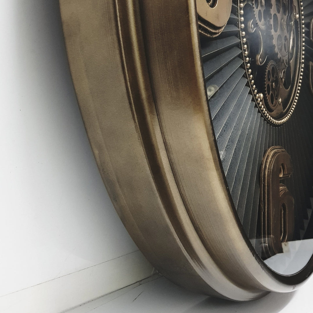 Chilli Wall Clock The Aviator Bronze Round Maxim Ribbed Exposed Gear Clock Brand