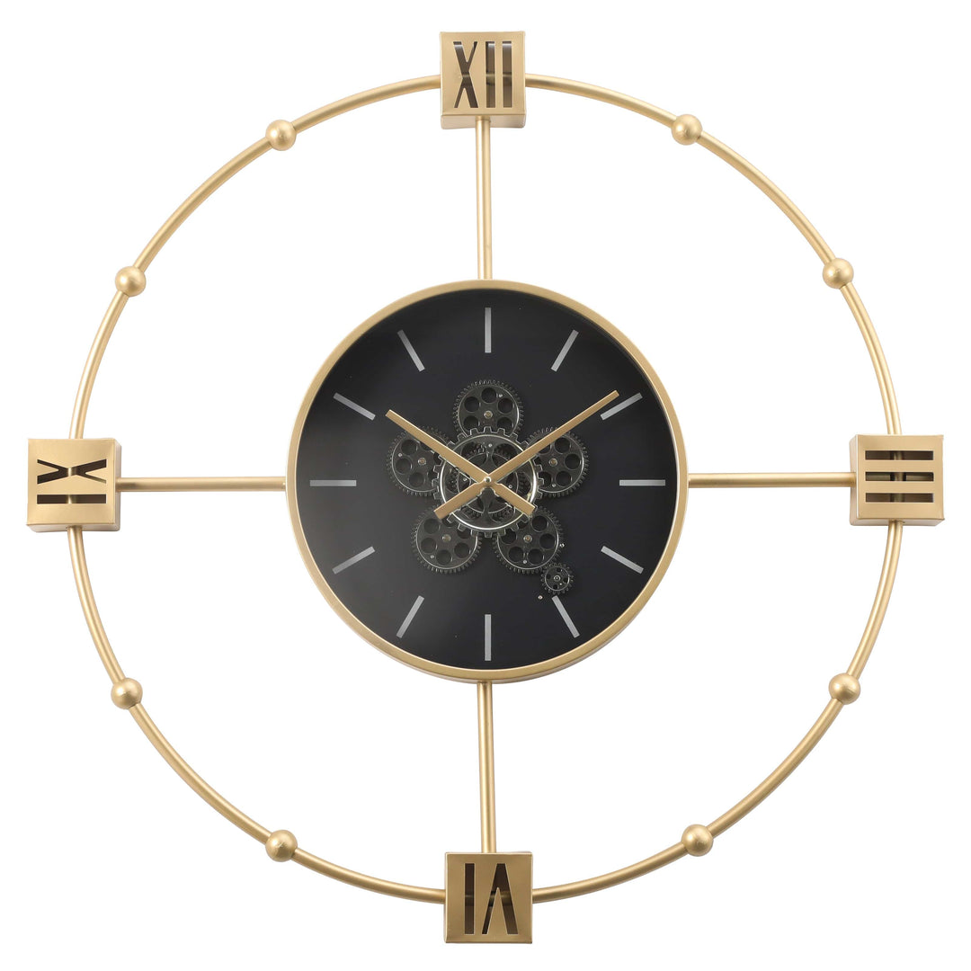 Chilli Wall Clock Timeless Industrial Moving Cogs Wall Clock - Gold Brand